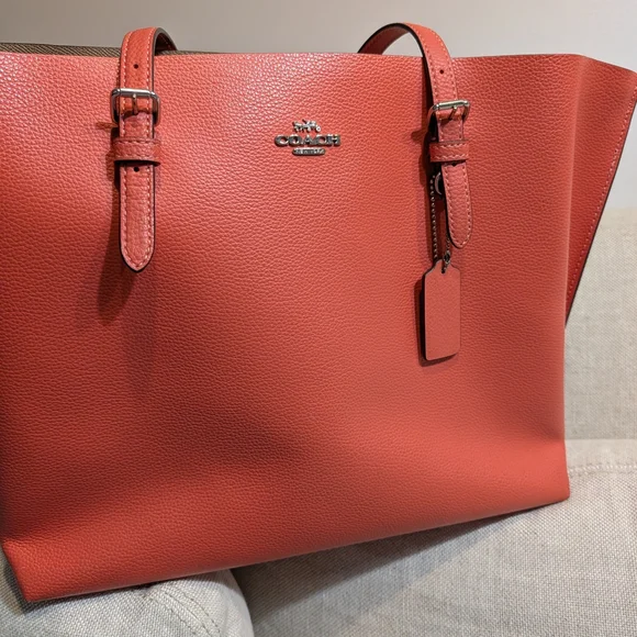 Coach Coral Pebble Leather Tote - Picture 3 of 8